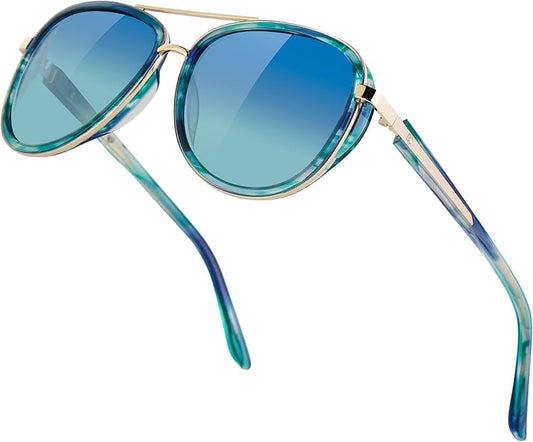BIRCEN Polarized Sunglasses for Women UV - Protection Womens Retro Mirrored Shades with Acetate Frame BC2001