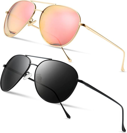 SUNGAIT Women's Lightweight Oversized Aviator Sunglasses - Classic Style Polarized Lens