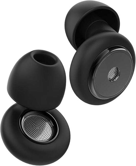Ear Plugs for Sleeping, 45dB Noise Reduction Earplugs – Soft Reusable Silicone Ear Plugs for Snoring, Side Sleepers, Concerts, Shooting & Airplanes, with 6 Pairs Eartips & Carry Case, Black