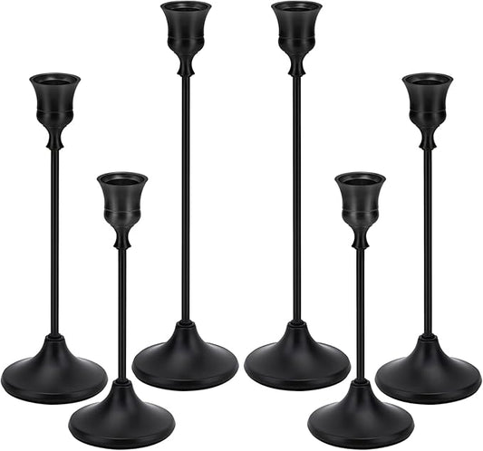 Black Candlestick Holders Taper Metal Candle Sticks Holder for Dining Table, Vintage Candelabra Tall Candle Stand for Tapered Candles, Decorative Centerpiece for Wedding Christmas Party Anniversary