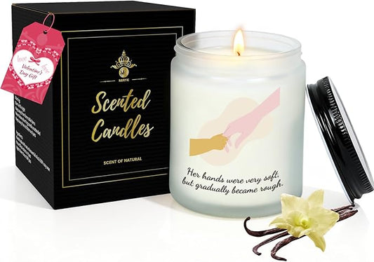 Vanilla Scented Aromatherapy Candle - Natural Soy Wax Candle Gift for Mom, Long-Lasting Burning & Smoke-Free, Perfect Mother’s Day/Birthday/Christmas Gift to Help Mom Relax at Home