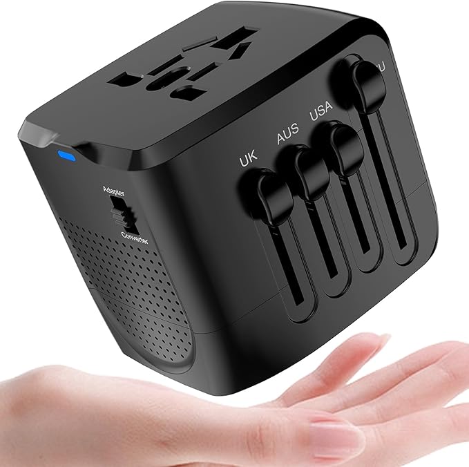 International Travel Adapter Voltage Converter, Step Down 220V to 110V Travel Converter for Hair straighteners, Power converters for USA to UK, Europe, Australia Over 200 Countries