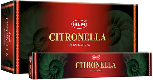 HEM Citronella Jumbo Incense Sticks – 16 Inch Long | Set of 6 Hexagon Boxes (10 Sticks Each, 60 Total) | Fresh Citrus Aroma for Outdoor Use, Relaxing Home Fragrance