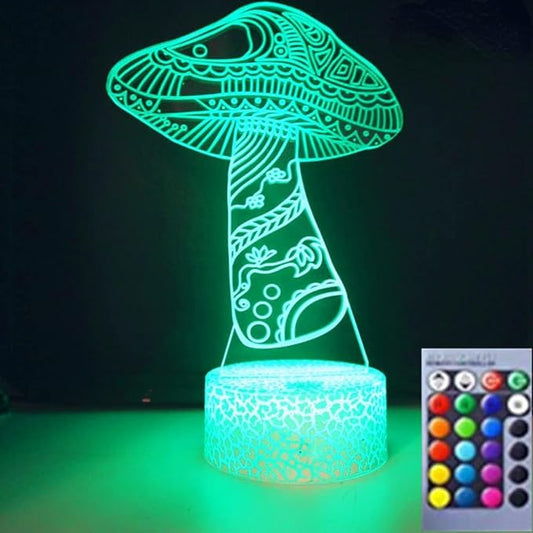 3D Mushroom Night Light led Lamp Illusion 16 Color Changing Table Desk Decoration Lamps Birthday Gift Acrylic Base USB Cable Toy