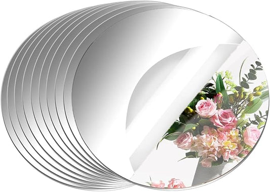 10 Pack Round Mirrors for Centerpieces, 8 inch Circle Mirror Centerpieces for Tables, Mirror Tiles for Wall Table Wedding Centerpieces Mirror Plates for Candle Wedding Decorations