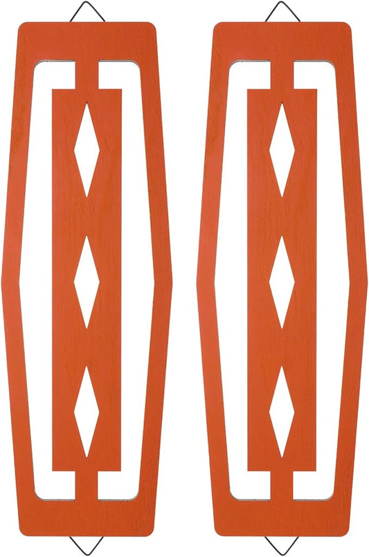 CroBlissful 2 Pcs Modern Mid Century Wall Art Wood Mid Century Elegance Decor Accents Abstract Wall Sculpture Geometric Panels for Interior Panel Art for Home Living Room(Orange)