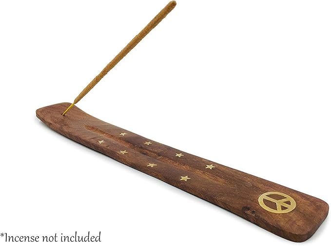 Bless-International Traditional-Handmade-Burner Wooden-Incense-Stick-Holder Ash-Catcher-Stand for-Aromatherapy-Meditation-Yoga (Incense Holder 10 inch(2 pcs))