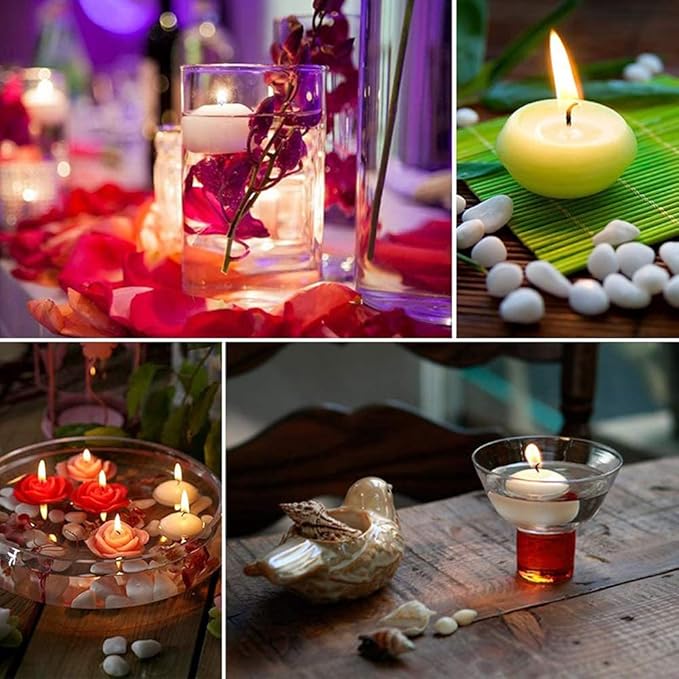 Lotus Flower Votive Tealight Candle Holder,Copper Buddhist Candlestick Holder,Tibetan Buddhist Water Offering Cup,Oil Lamp Holder for Meditation Buddha Altar with 4PCS Floating Canldes (Red)