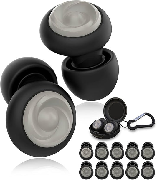 5 Pairs Ear Plugs for Sleeping Noise Reduction,Beinkap Reusable Earplugs Hearing Protection for Focus, Noise Sensitivity,Study,Work,Snoring,Motorcycle,Concert,Airplanes,24dB-33dB（Black）