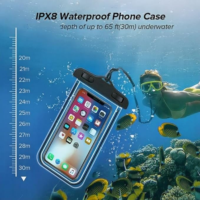 Sriyso Floating Universal Waterproof Phone case 2 Pack-Up to 7.0",Adjustable Lanyard Phone Pouch,Cellphone Dry Bags for Vacation Beach Pool Kayak Cruise Travel Essentials（Blue