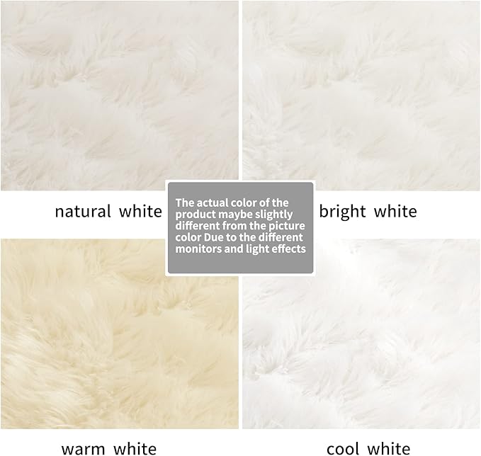 SERISSA Ultra Soft Faux Fur 6x9 Feet Fluffy Shaggy Area Rug White Faux Sheepskin, Fuzzy, Furry Throw for Living Room, Bedroom, Nursery