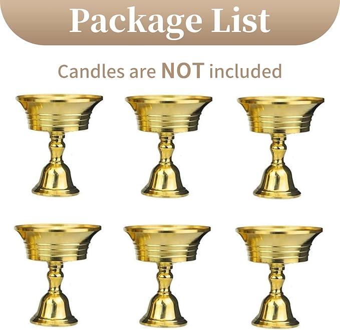 Sziqiqi Ghee Lamp Butter Lamp Holder Golden Cup Candle Holder Tibetan Brass Oil Lamp Buddhist Altar Supplies (Candle Holder 6#)