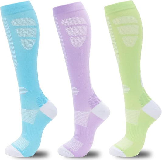 fenglaoda Compression Socks for Women Men 3 Pairs Graduated Compression Support Circulation Socks for Nurses