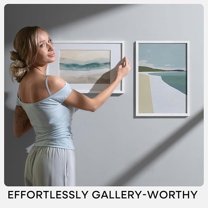 Homeforia 20x27 White Picture Frame, High End Oak 20x27 White Wooden Poster Frames with Mat 16x24 for Print, 20 x 27 Wood Frame Matted to 16 x 24 Photo, 27x20 Frame, Tempered Glass, Wall Kit, Set of 1