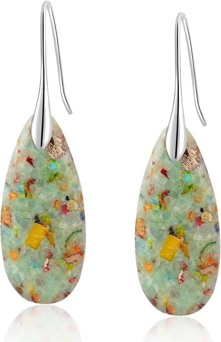 Natural Healing Stone Fishhoop Dangle Drop Earrings Statement Gold silver earrings