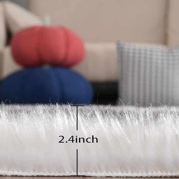 Gray and White Area Rug 6x9 Rugs for Bedroom Fuzzy Plush Large Sheepskin Washable Fluffy Fur Rug for Living Room Nursery Rug