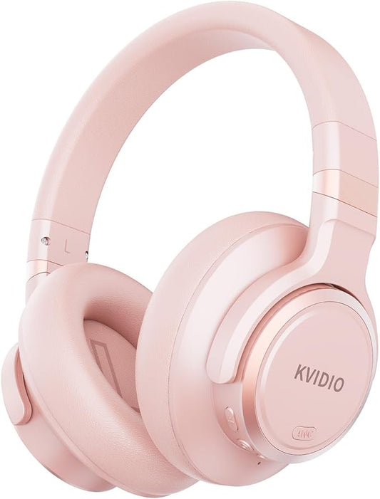 KVIDIO Hybrid Active Noise Cancelling Headphones, Wireless Bluetooth Headphones Over Ear with Mic, 70H Playtime, Transparency Mode, Hi-Fi Stereo Sound, Deep Bass Headsets for Phone PC