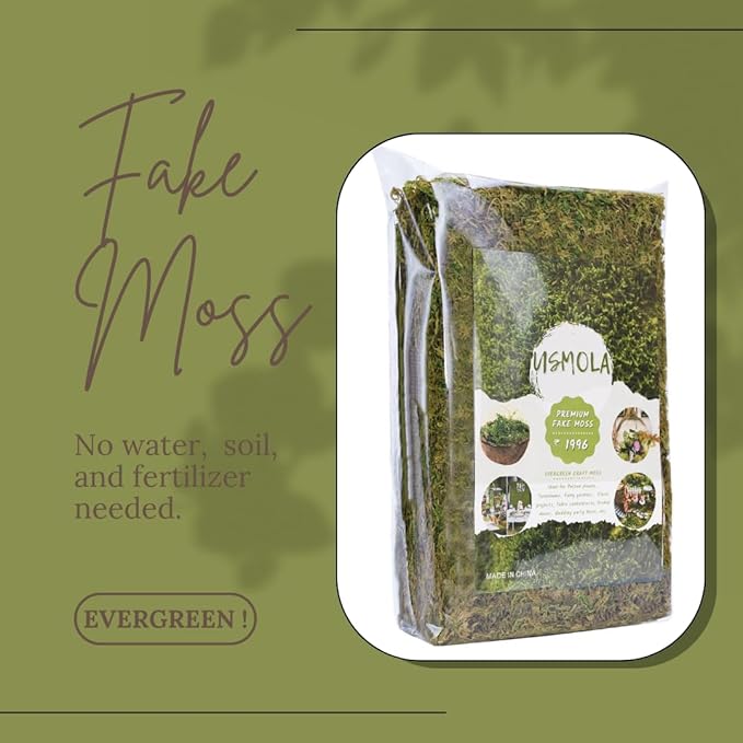 Fake Green Moss for Potted Plants, 4OZ Artificial Moss for DIY Crafts, Faux Moss for Table Centerpieces Fairy Garden Decor (Fresh Green 140gr)