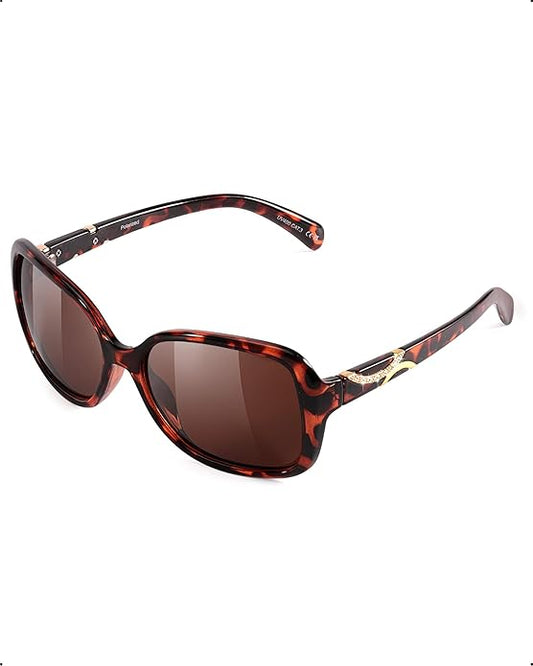 SIPHEW Polarized Sunglasses for Women | Vintage Square Sunglasses w UV400 Protection | Womens Wraparound Shade