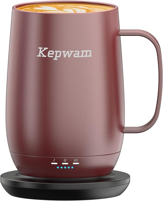 Kepwam Heated Coffee Mug T2-Plus, 20oz Leading Large Capacity Self Heating Mug, Up to 8 Hrs Battery & Hot Up to 149℉, Smart Coffee Mug for Women, Men