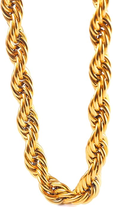 TUOKAY Sparkling Big Gold Rope Chain for Men and Women 11mm Thick Heavy Huge Faux Gold Rope Chain Costume Necklace for Rapper Rap Gangsta