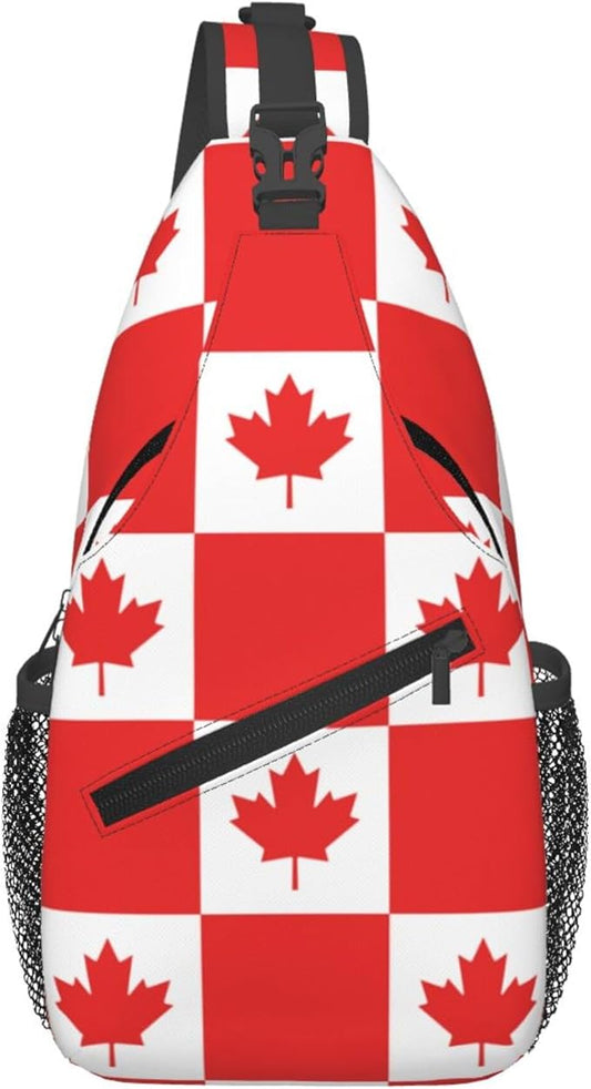 GJXFLSY Canada Flag Pattern Sling Backpack Crossbody Bag Casual Chest Bags Travel Hiking Daypack Shoulder Bag for Women Men