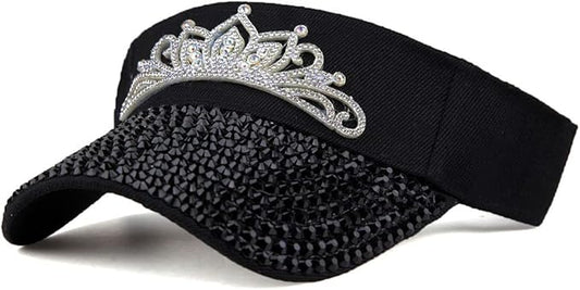 Sparkle Glitter Summer Rhinestone UPF 50+ Bling Ladies Sun Visor for Women Outdoor Sports Fashion Golf Hat