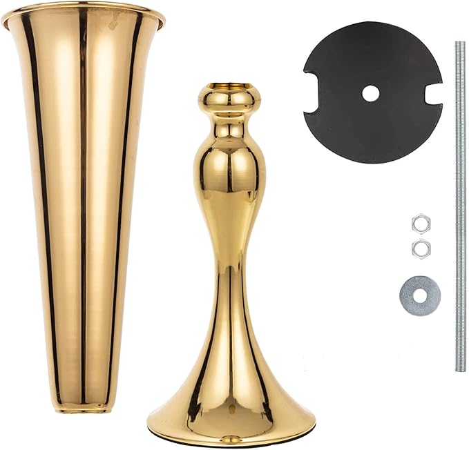 Set of 2 Metal Trumpet Vases for Table Centerpieces, Anniversary Celebration Wedding Party Dinner Table Centerpieces, Wedding Decorations, 21.9"/55.5cm Gold Vases
