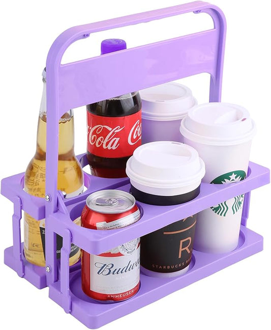 musbus Reusable Drink Carrier with Handle for Food Delivery Drivers, Portable Cup/Coffee Holder Accessories for Delivery, Foldable Drinks Caddy with Tray, Car Durable Plastic Festive Bottle, Vacation