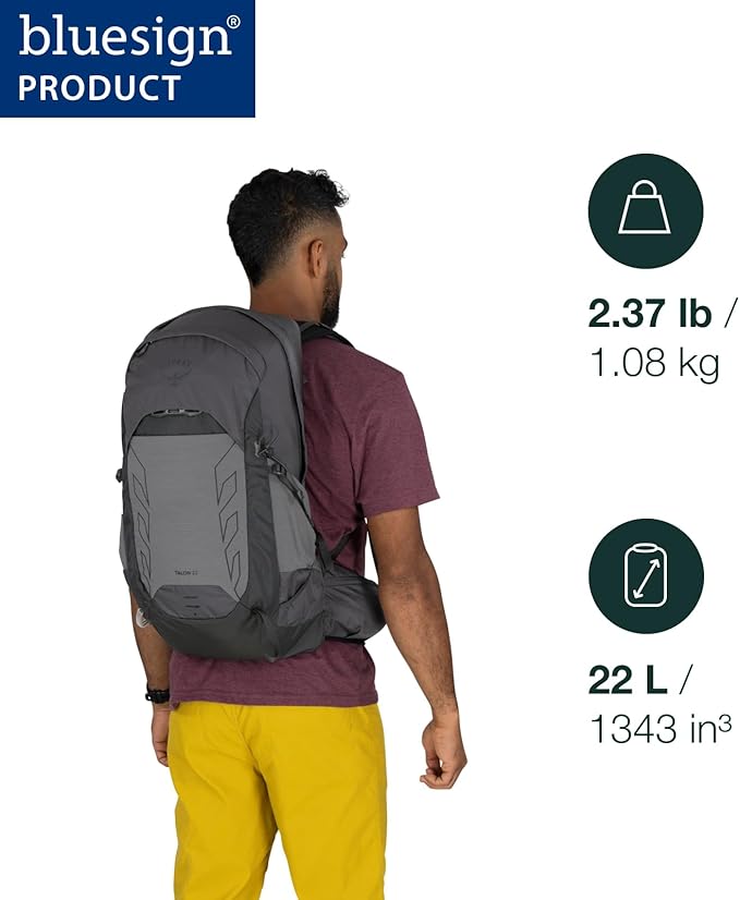 Osprey Talon 22L Men's Lightweight Hiking Backpack - Small Daypack for Travel & Camping, Frosty Mint Green/Night Shift
