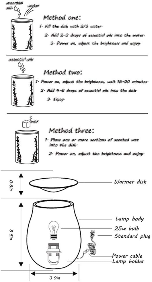 Glass Wax melt Warmer,Electric Wax Burner,Romantic Aroma Warmer for Essential Oils Burner & Premium Wax Melts Burner.(Ink Drawing)