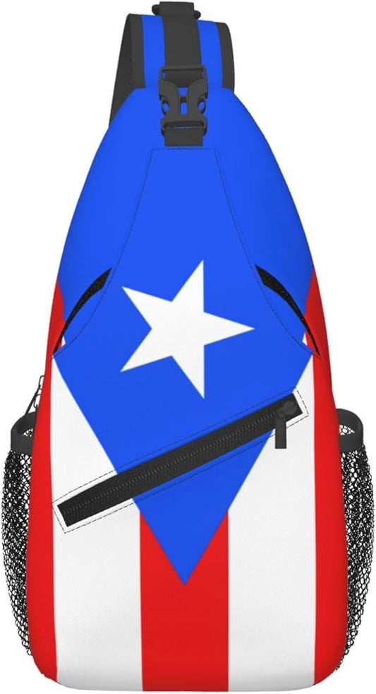 GJXFLSY Puerto Rico flag Sling Backpack Crossbody Bag Casual Chest Bags Travel Hiking Daypack Shoulder Bag for Women Men
