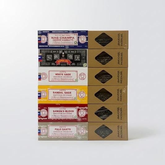 Satya Smudge Incense Stick – Hand-Rolled Indian Masala Incense for Meditation,Nag Champa, Superhit, Sandalwood, Dragon Blood, White Sage, Palo Santo (Smudge Mix)