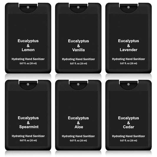 6 Pack Hand Sanitizer Spray Bulk Eucalyptus Travel Size Scented Hand Sanitizer Spray Mini Hydrating for Men Office Cleans Hands Coworker Staff Teacher Pocket Gifts