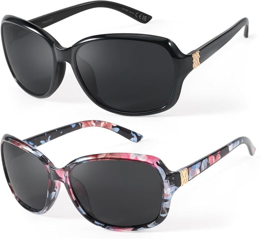 SIPHEW Polarized Sunglasses for Women | Vintage Square Sunglasses w UV400 Protection | Womens Wraparound Shade