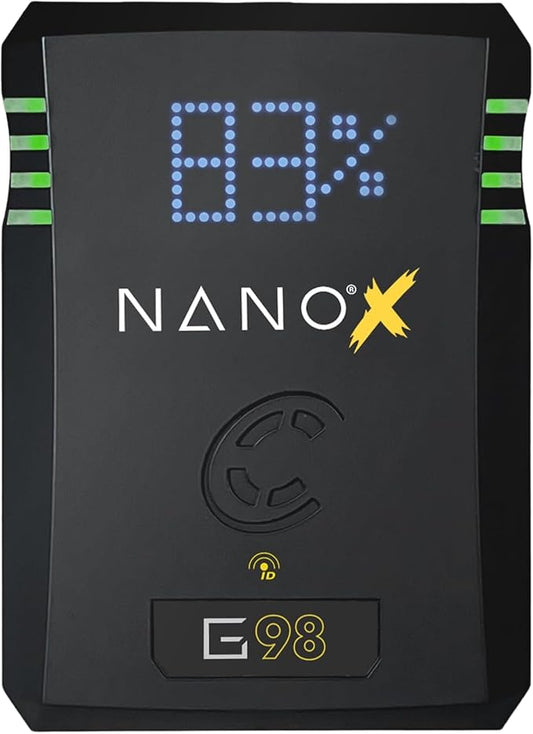 CoreSWX LLC Core NANOG98X, 98wh Micro Sized Gold-Mount Smart Battery Pack, 14.8v 6.6Ah. 10A Draw with EmLED® Fuel Gauge, USBCPD and Ptap