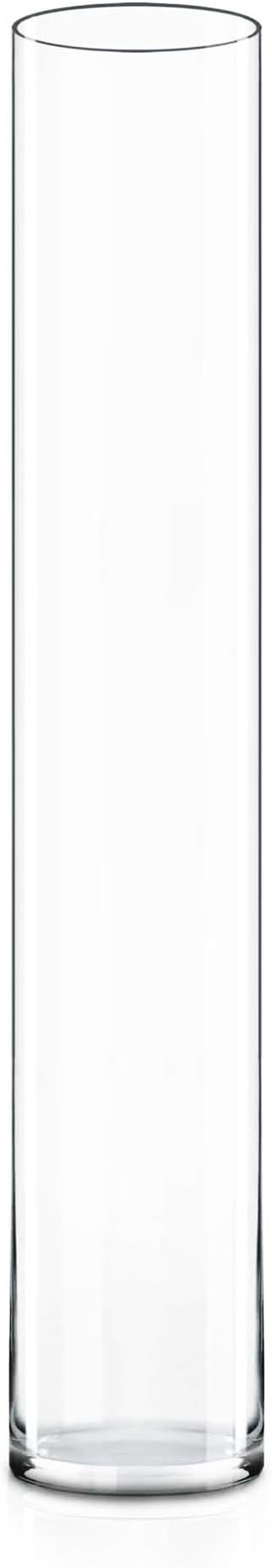 CYS Excel Clear Glass Cylinder Vase (H:28" D:4") | Multiple Size Choices Glass Flower Vase Centerpieces | Hurricane Floating Candle Holder Vase