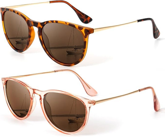 KALIYADI Sunglasses Womens Polarized Womens-Sunglasses: Trendy Sun Glasses with UV400 Retro Style for Party Beach Shopping
