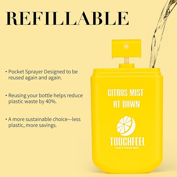 Spray Hand Sanitizer Travel Size Scented 3-Pack - Refillable Hydrating Hand Sanitizers Portable Design Travel Essentials (Citrus mist at dawn) 0.93Fl Oz Each