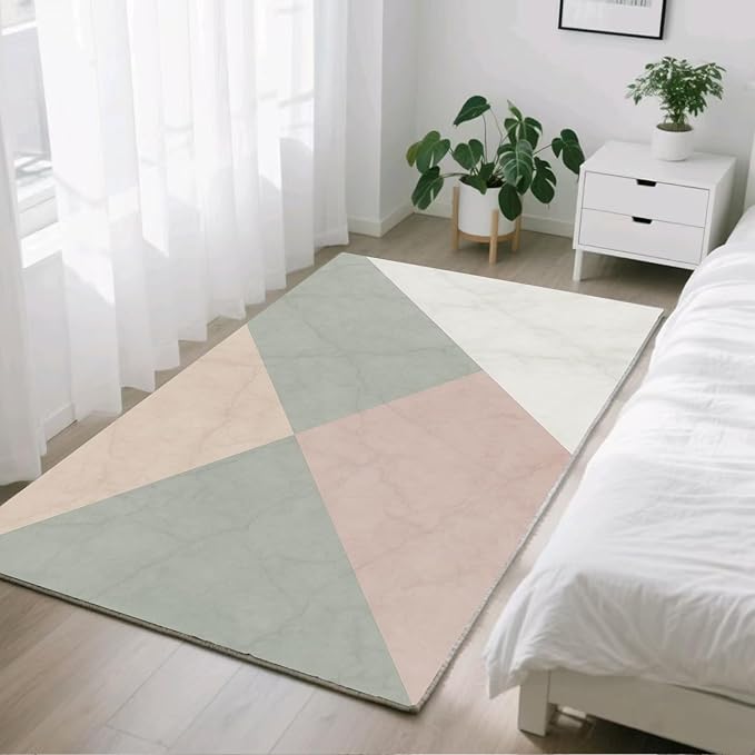 Modern Marble Rug - 8x10 Area Rugs, Minimalist Marble Living Room Area Rugs, Abstract Luxury Bedroom Rug, Washable & Non Slip Large Carpet Home Decor