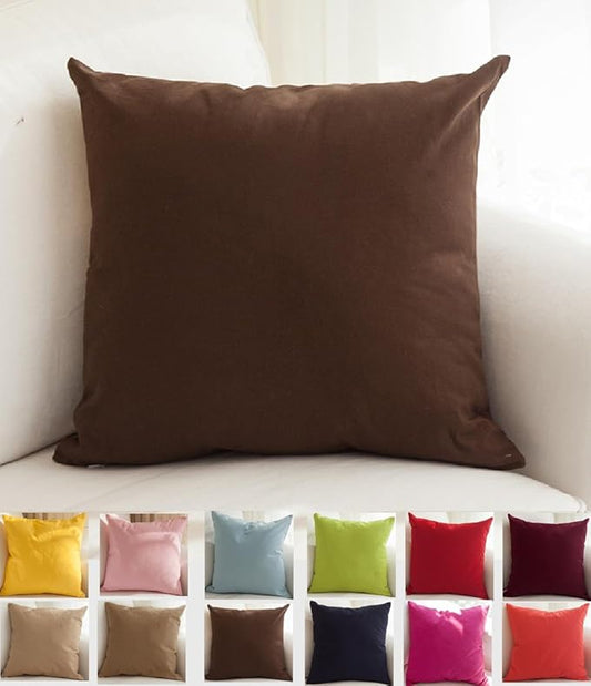 TangDepot Cotton Solid Throw Pillow Covers, 22" x 22" , Deep Coffee, 1 Count (Pack of 1)