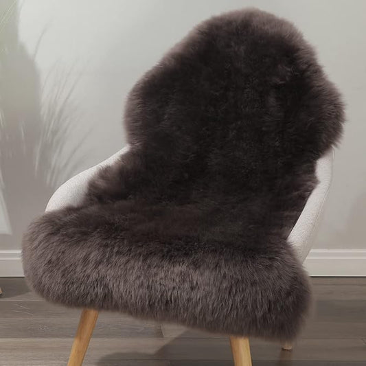 LLB Genuine Sheepskin Area Rug Wool Rug Fur Carpet Fluffy Shaggy Fur Rug for Living Room Kids Bedroom Real Sheepskin Throw Lambskin Rugs Sofa Chair Seat Covers (Chocolate Brown, 2 x 3 ft Sheepskin)