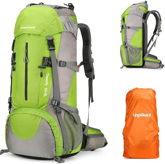 King'sGuard 70L Hiking Backpack with Rain Cover Lightweight Waterproof Travel Camping Backpack Large Backpacking Pack