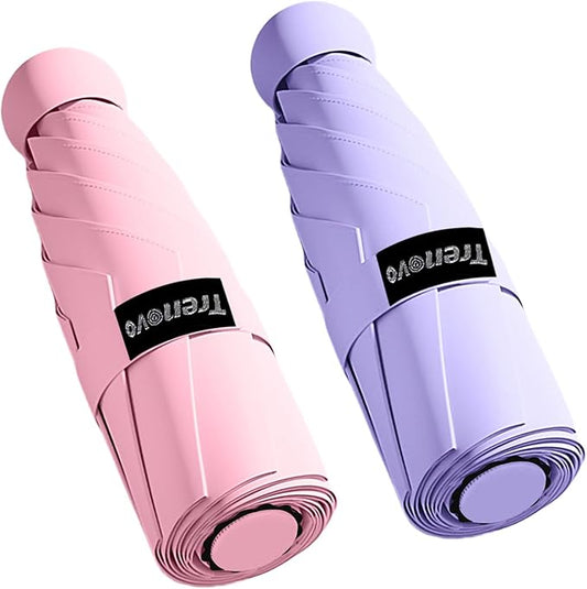 Travel Mini Compact Folding Umbrella with Case - UV Sun & Rain Protection, Lightweight Portable Pocket Umbrella for Women Men Kids, Fits Purse Backpack