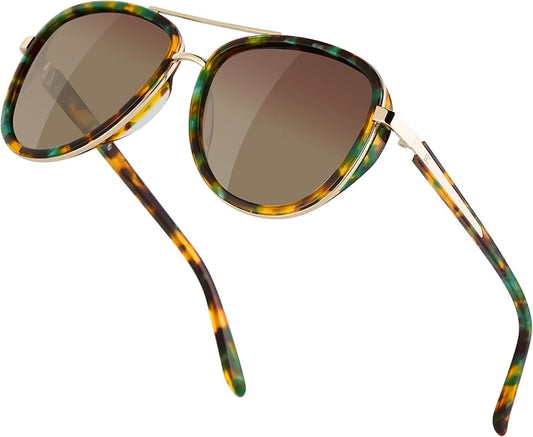 BIRCEN Polarized Sunglasses for Women UV - Protection Womens Retro Mirrored Shades with Acetate Frame BC2001