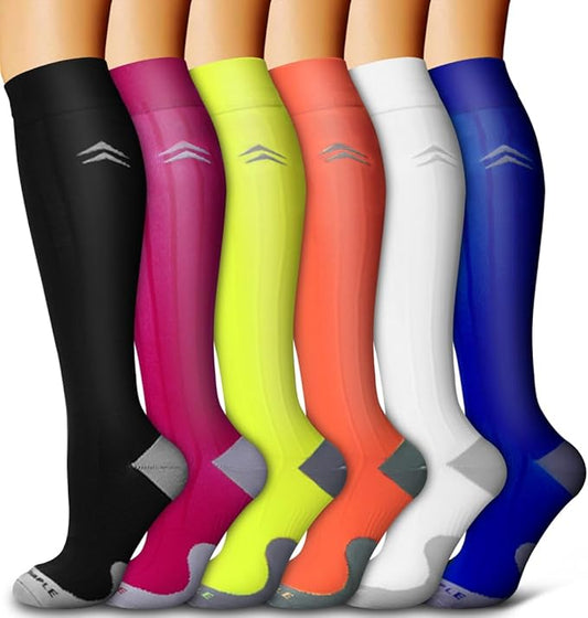 Bluemaple 6 Pack Copper Compression Socks for Women and Men Circulation-Best Support for Medical, Running,Nursing,Athletic