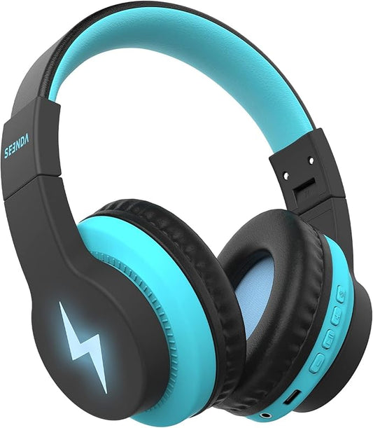 seenda Kids Bluetooth Headphones Boys, JCH-01 Kids Wireless Headphones for School, 85/94dB Volume Limited, 45H Playtime, 3 Lighting Modes, Built-in Mic Headset with Aux Cord for iPad/Tablet/Travel