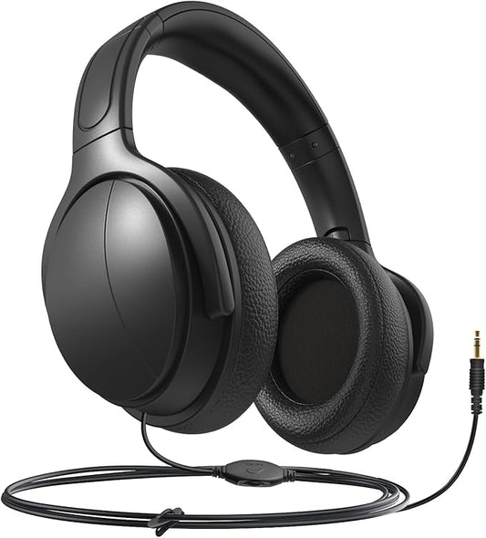 Long Cord Wired Headphones for tv with Volume Control, Over Ear Headphone tv Watching for Seniors with Extra Long Cord, Universal 3.5mm AUX Audio(19.6FT)