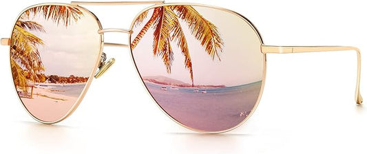 SUNGAIT Women's Lightweight Oversized Aviator Sunglasses - Classic Style Polarized Lens