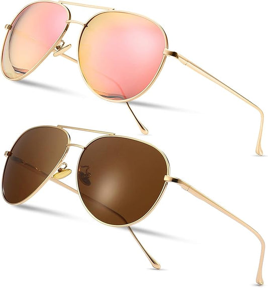 SUNGAIT Women's Lightweight Oversized Aviator Sunglasses - Classic Style Polarized Lens